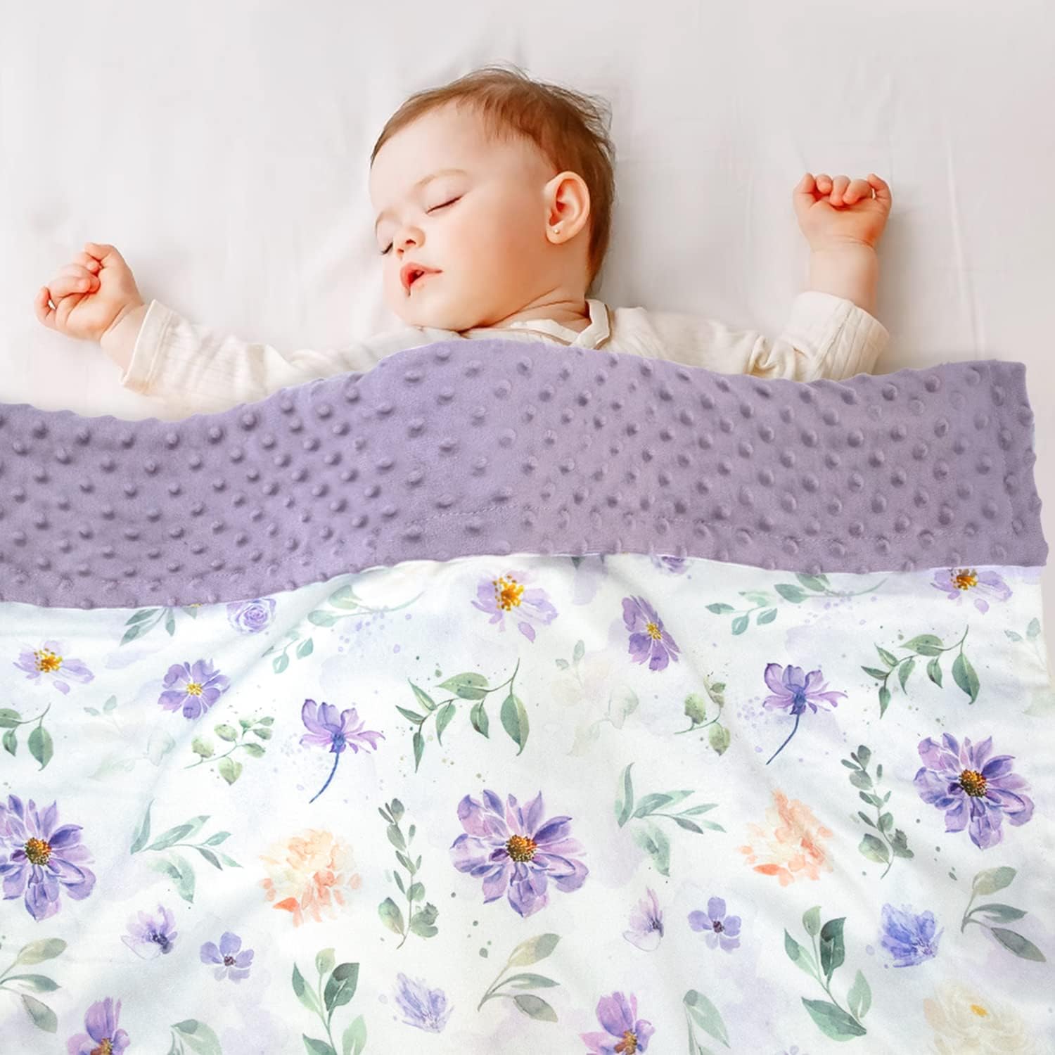 BORITAR Double Layer Minky Blanket with Dotted Backing for Girls 30x40 Inch
