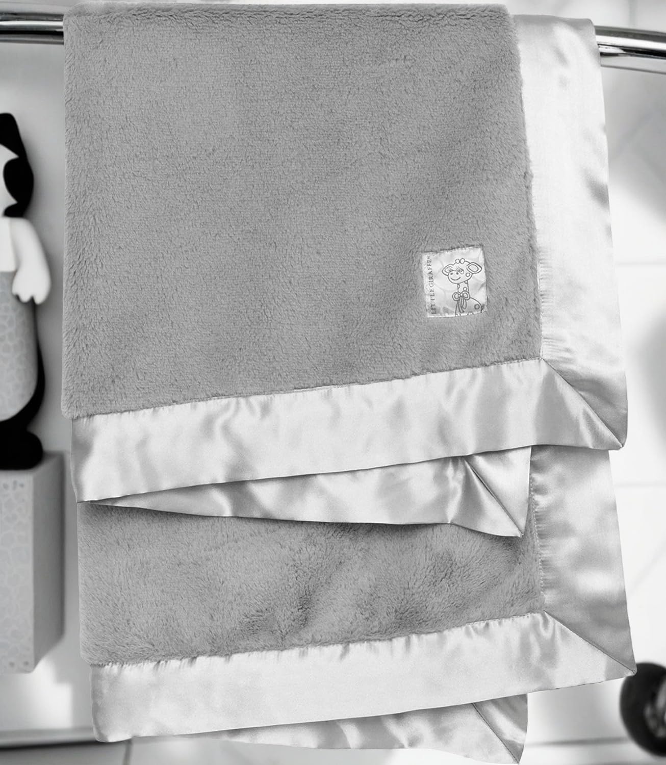 Little Giraffe Posh Mink Baby Blanket 29 x 35 Silver