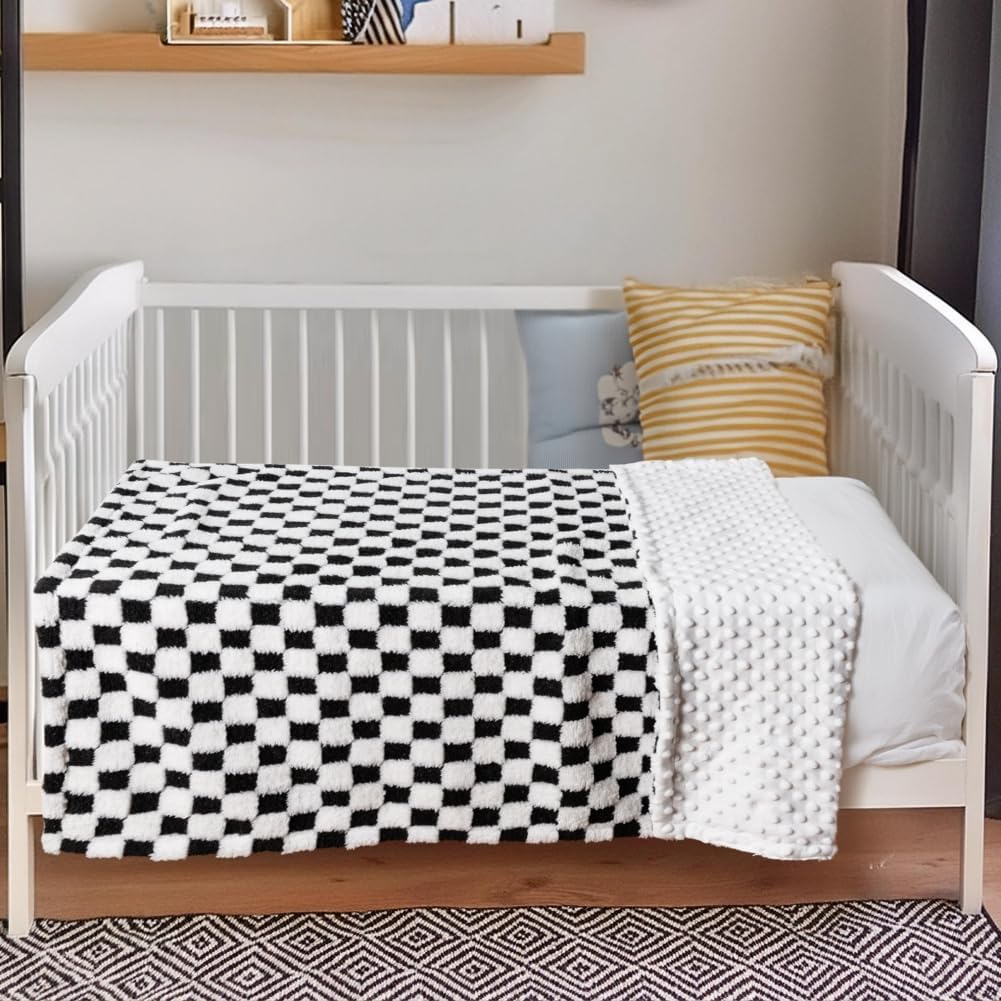 FIGEPO Soft Checkered Baby Blanket 30x40