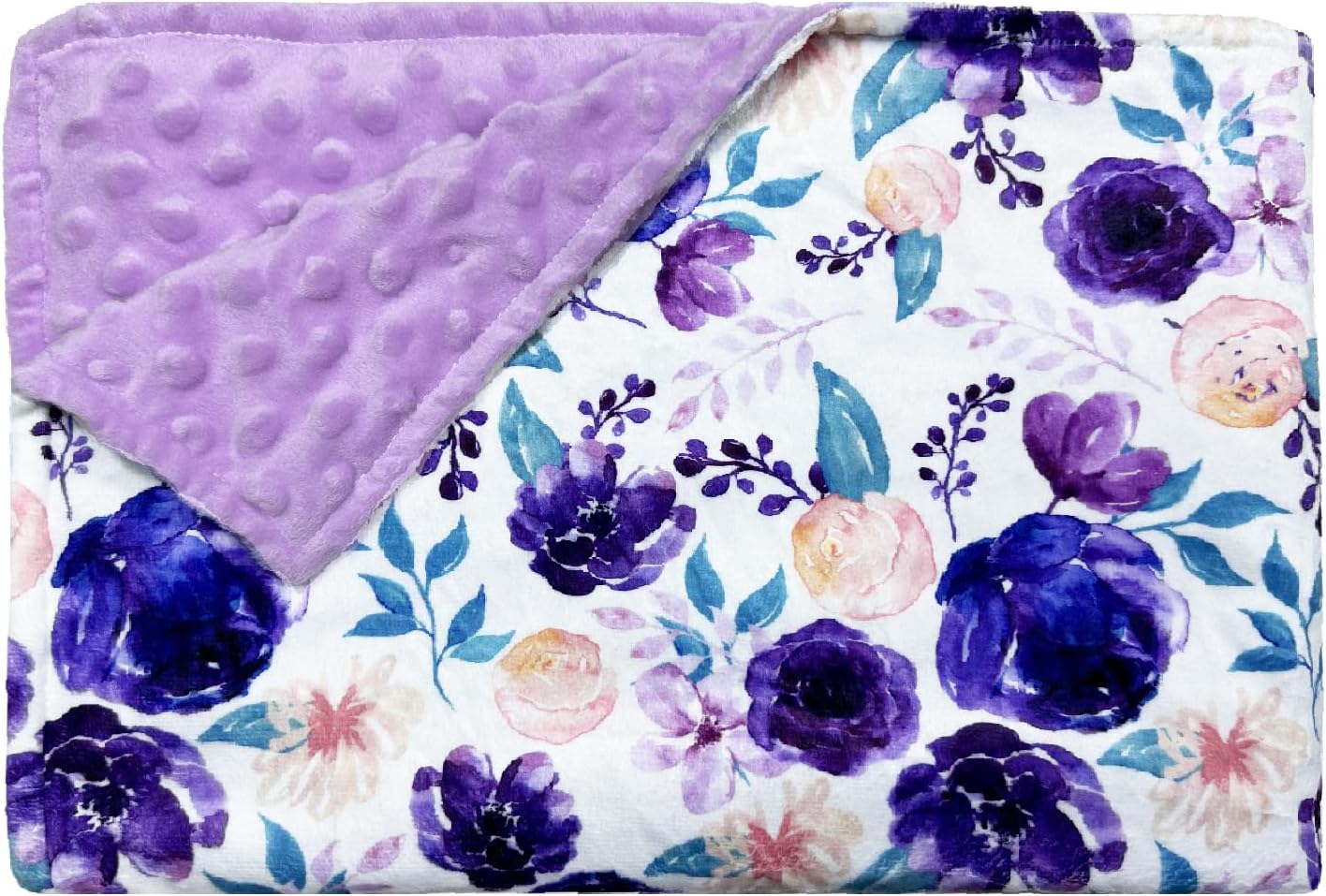 Yufiova Soft Plush Baby Blanket with Floral Print and Raised Dots