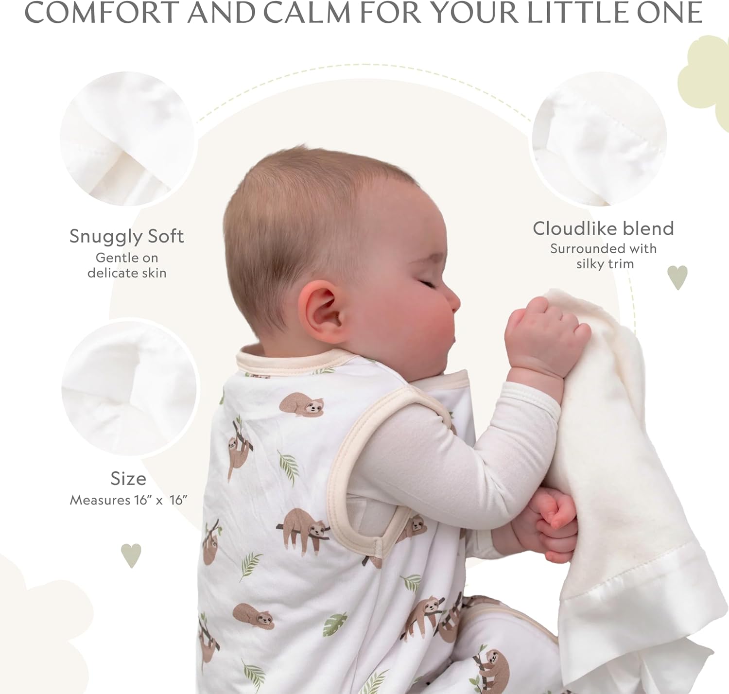 Ultra-Soft Fleece Lovey Blanket with Satin Trim - 16x16 Inch - Cream