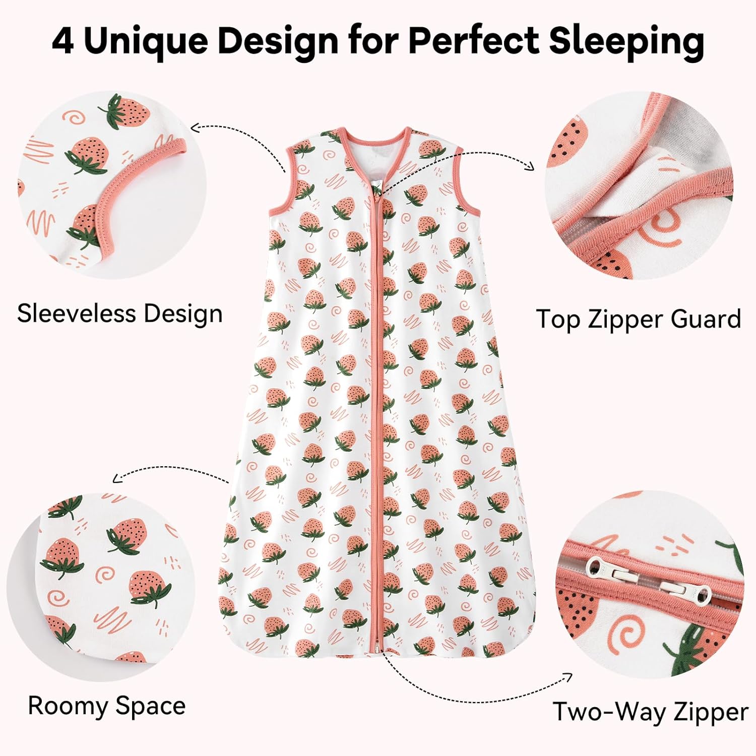 Unnivoll Baby Sleep Sack 18-24 Months 3 Pack Strawberry 05 Tog