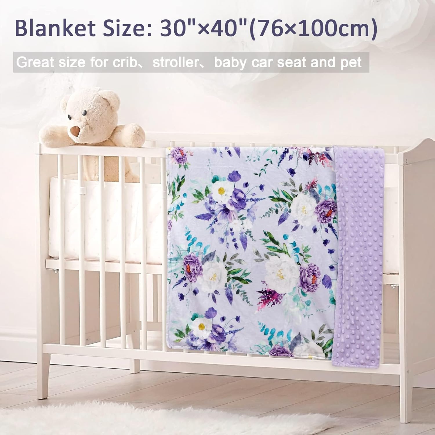 CARUILI Soft Plush Minky Blanket 30x40 Inches Purple 1