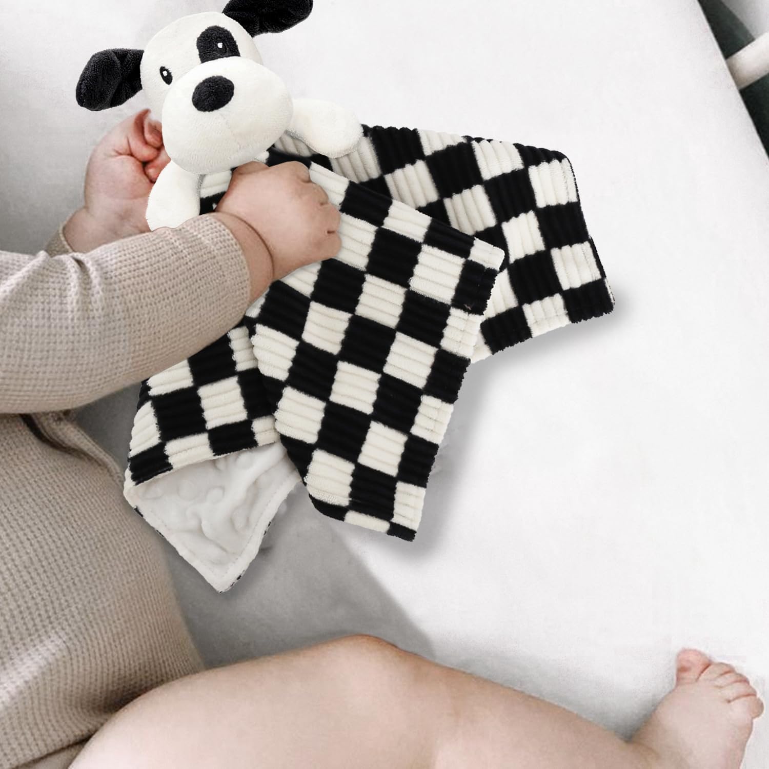 BEILIMU 14 Inch Baby Security Blanket with Minky Dot Fabric