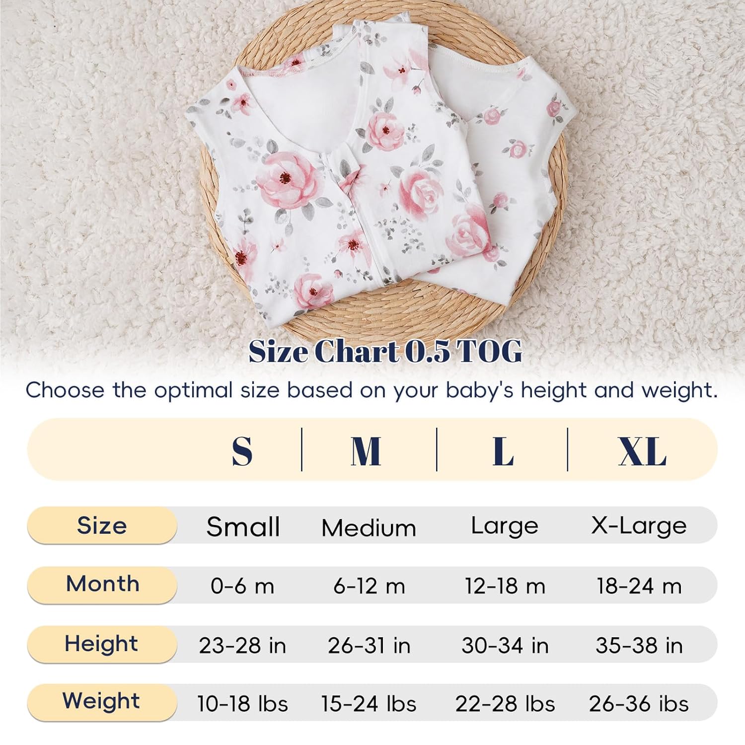 PHF Bamboo Rayon 70 Cotton Sleep Sack 0-6 Months 2 Pack