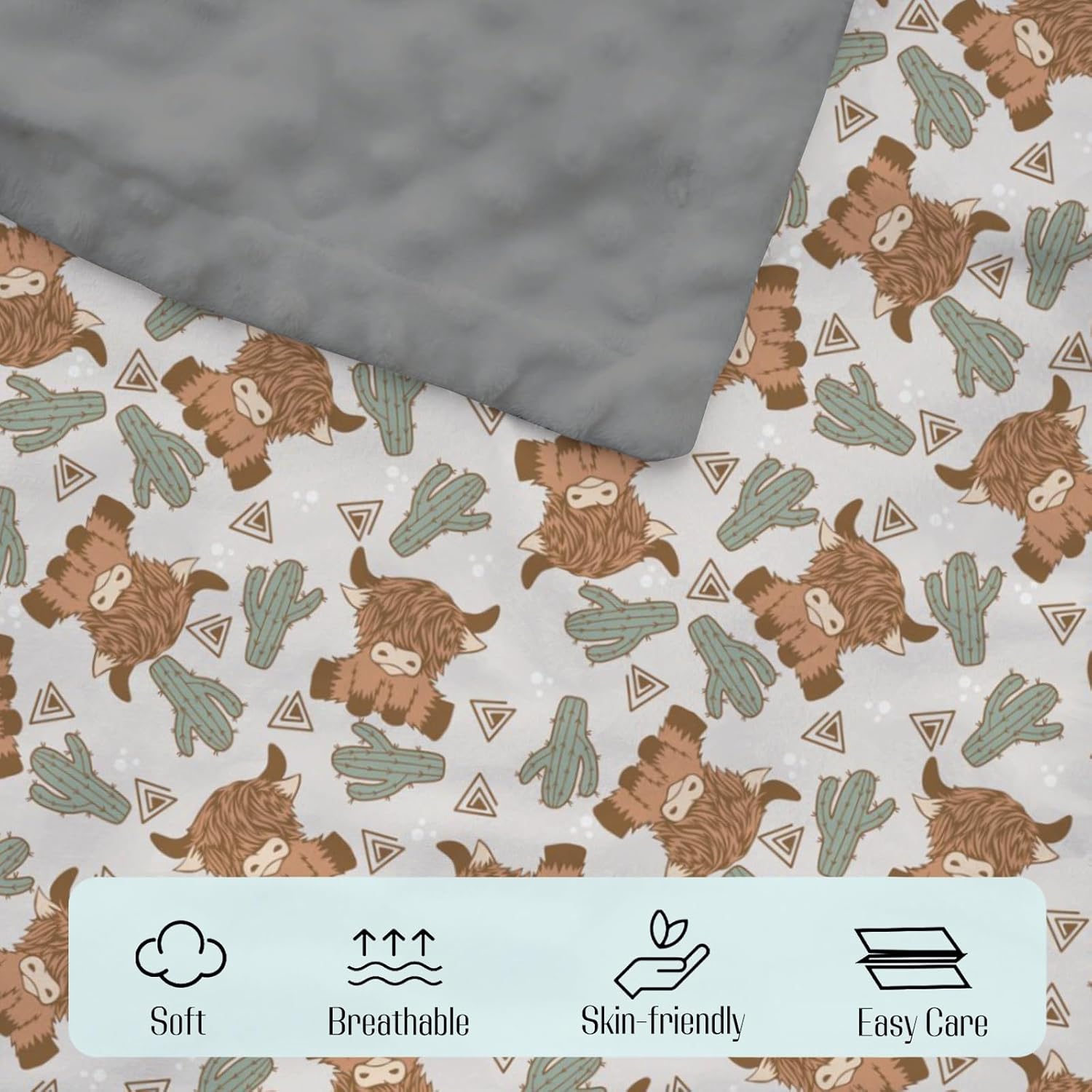 Mink Baby Blanket for Boys - Cactus Gray