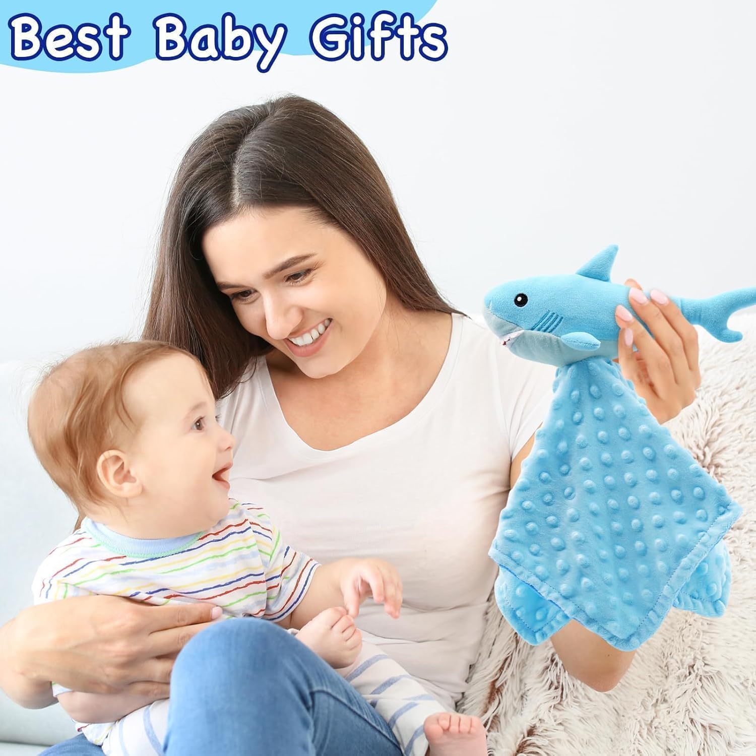 Gicoherero Shark Blanket Soft Plush 15 Inch Baby Lovey