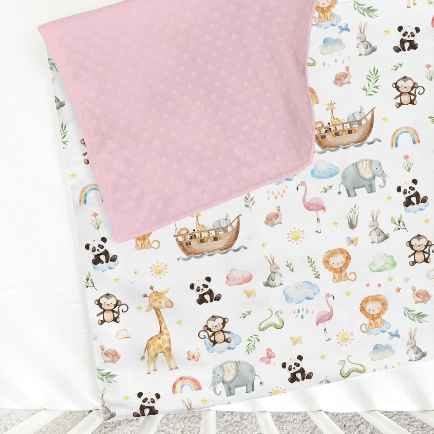 Rainbow Safari Animal Baby Blanket 30x40