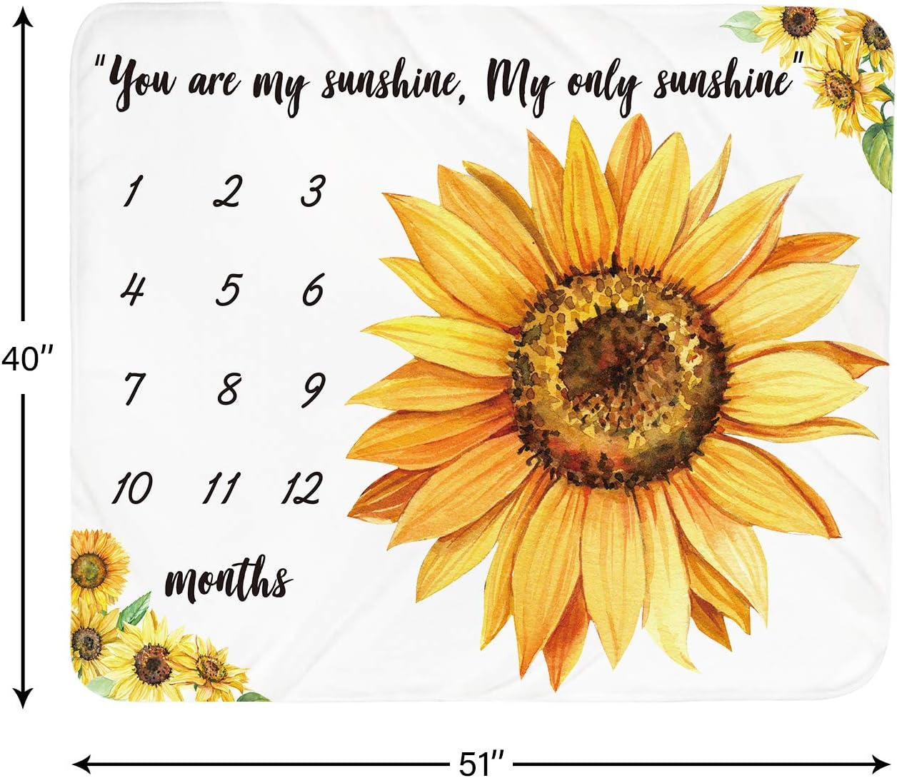 Tebaby Baby Monthly Milestone Blanket - Sunflower