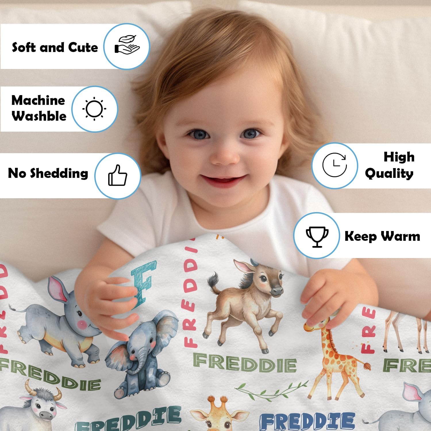 Zocoshi Personalized Safari Baby Blanket with Custom Name 1