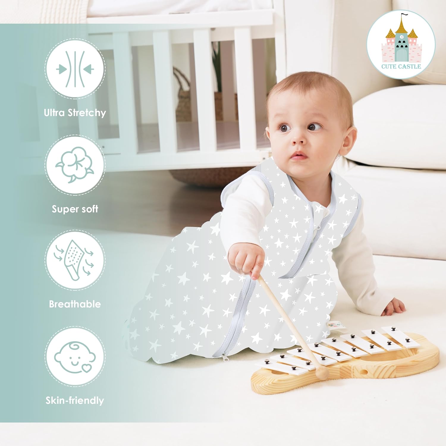 Cute Castle Baby Sleep Sack 6-12 Months 3 Pack