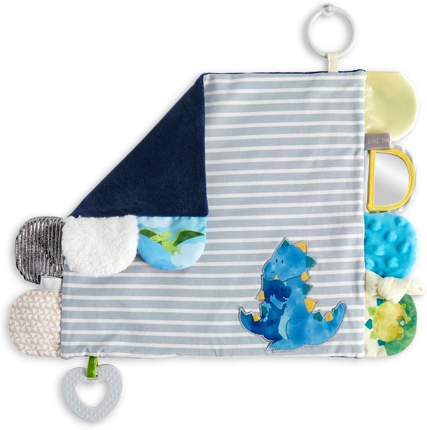 DEMDACO Dinosaur Baby Blue Activity Blanket 17x115 Inch 1