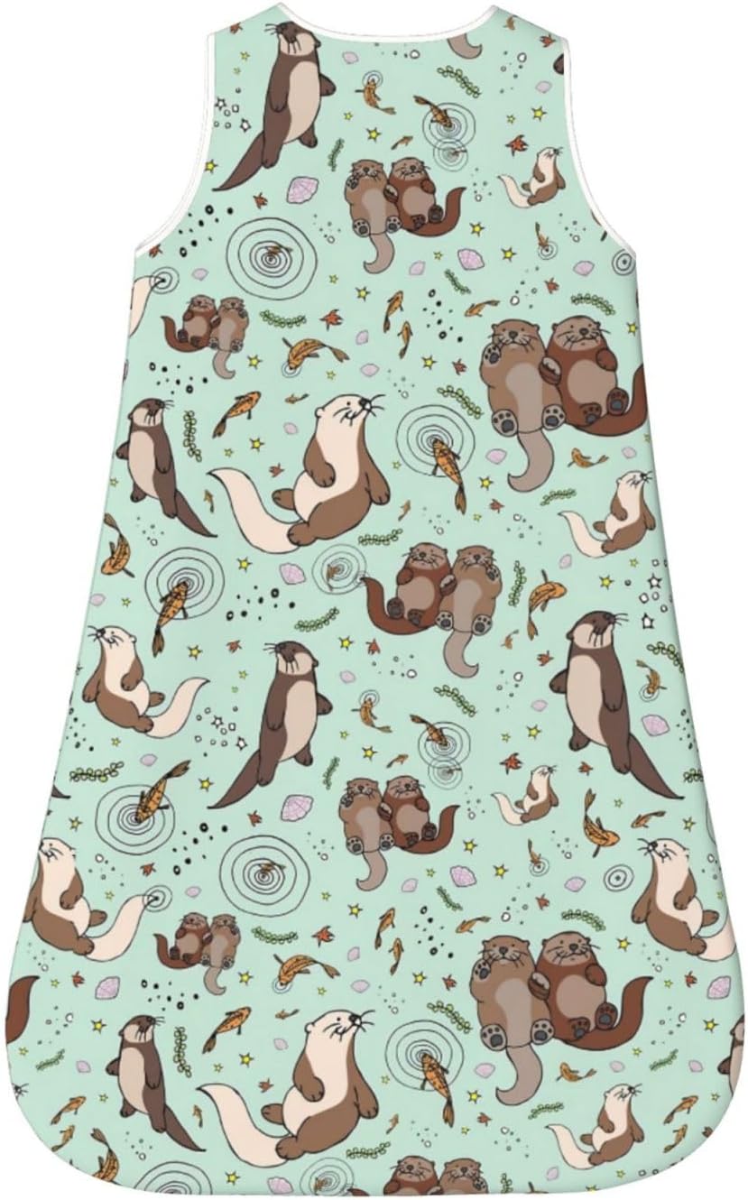 Mvirnsw Sea Otters Green Baby Sleep Sack Soft Sleeveless Transition Blanket