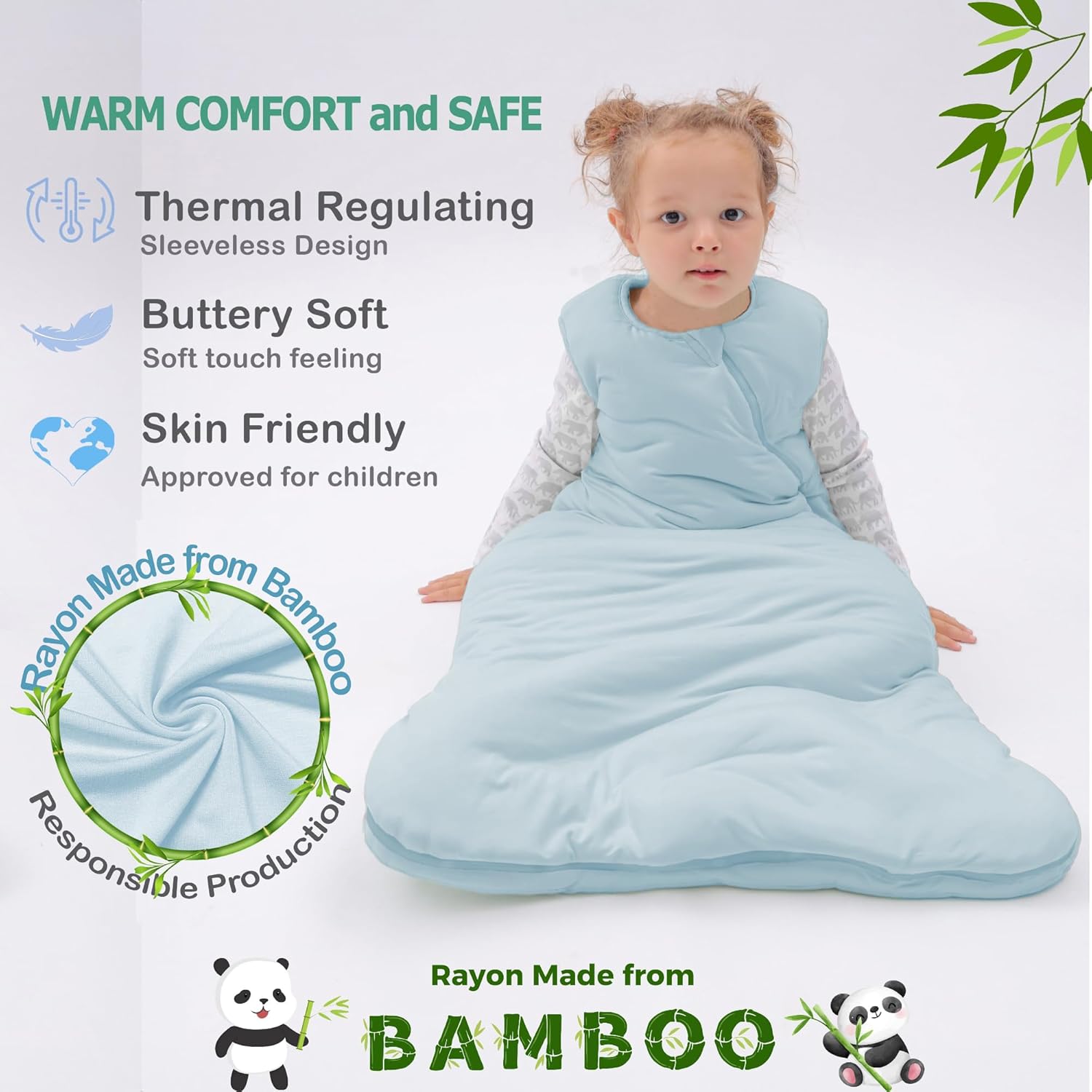 Little Softies Bamboo Rayon Toddler Sleep Sack 10 TOG 2-Way Zipper 1