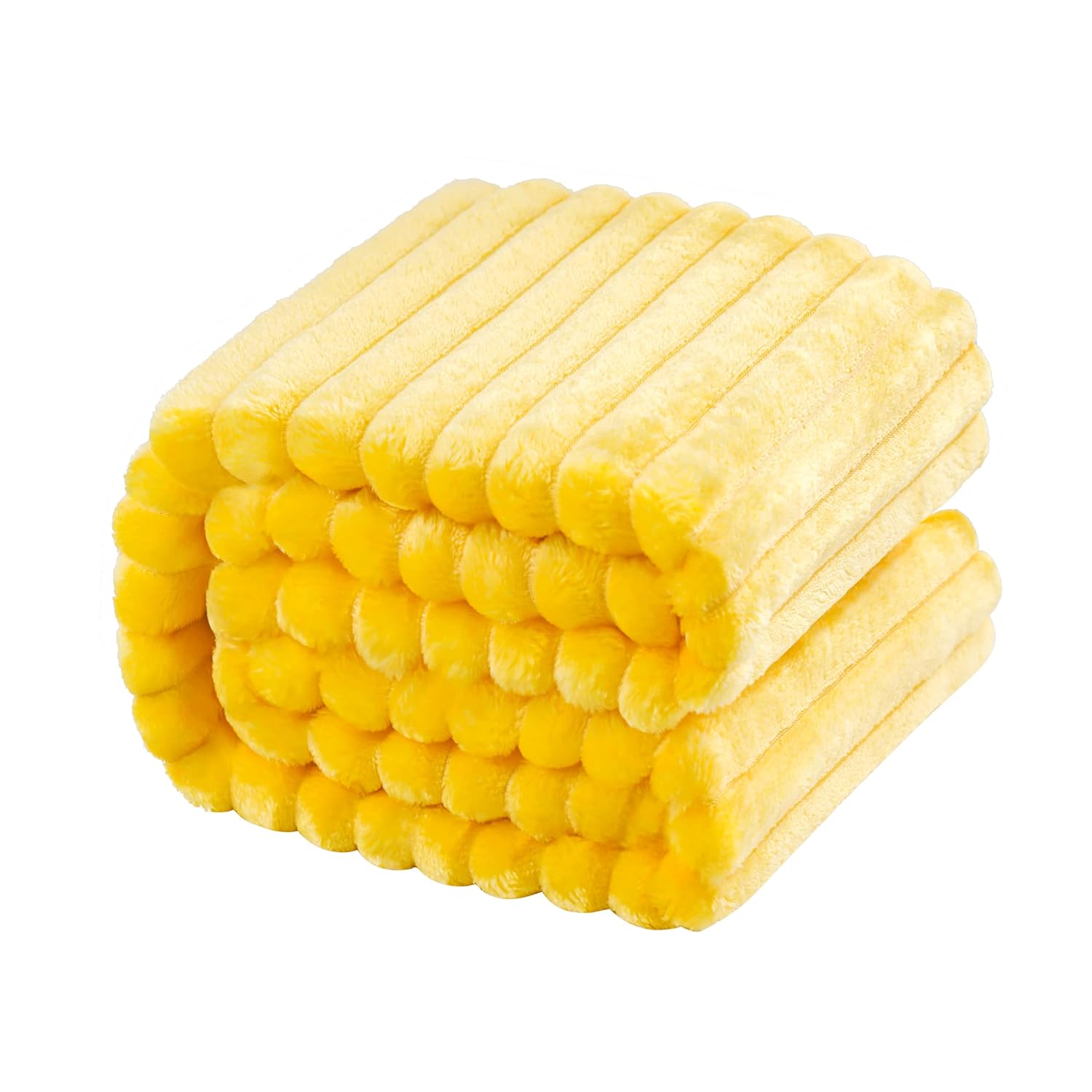 NTBAY Flannel Fuzzy Toddler Blanket Reversible Stripes Design 30 x 40 Inches Yellow