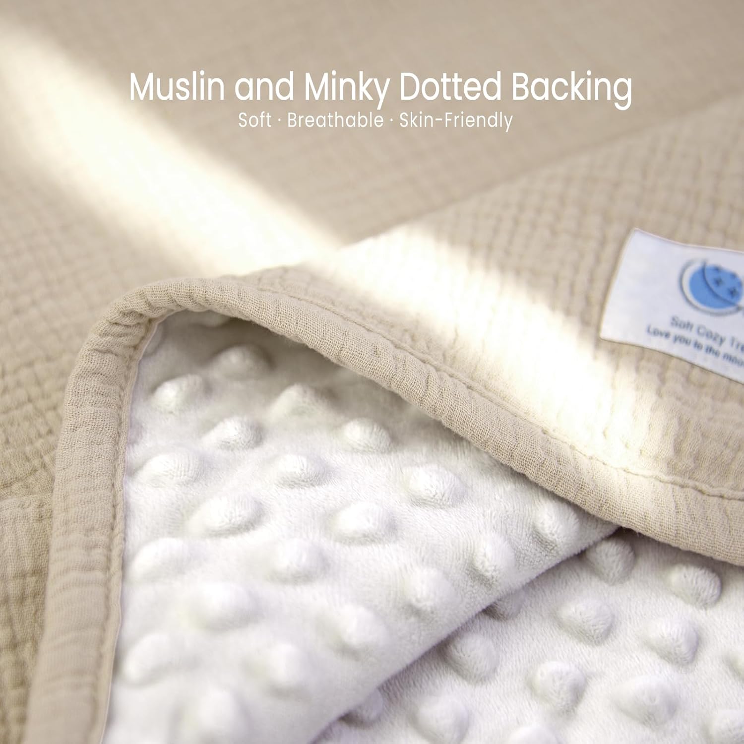 Lulumoon Baby Blanket - Minky Dot Muslin 30x40 Ivory