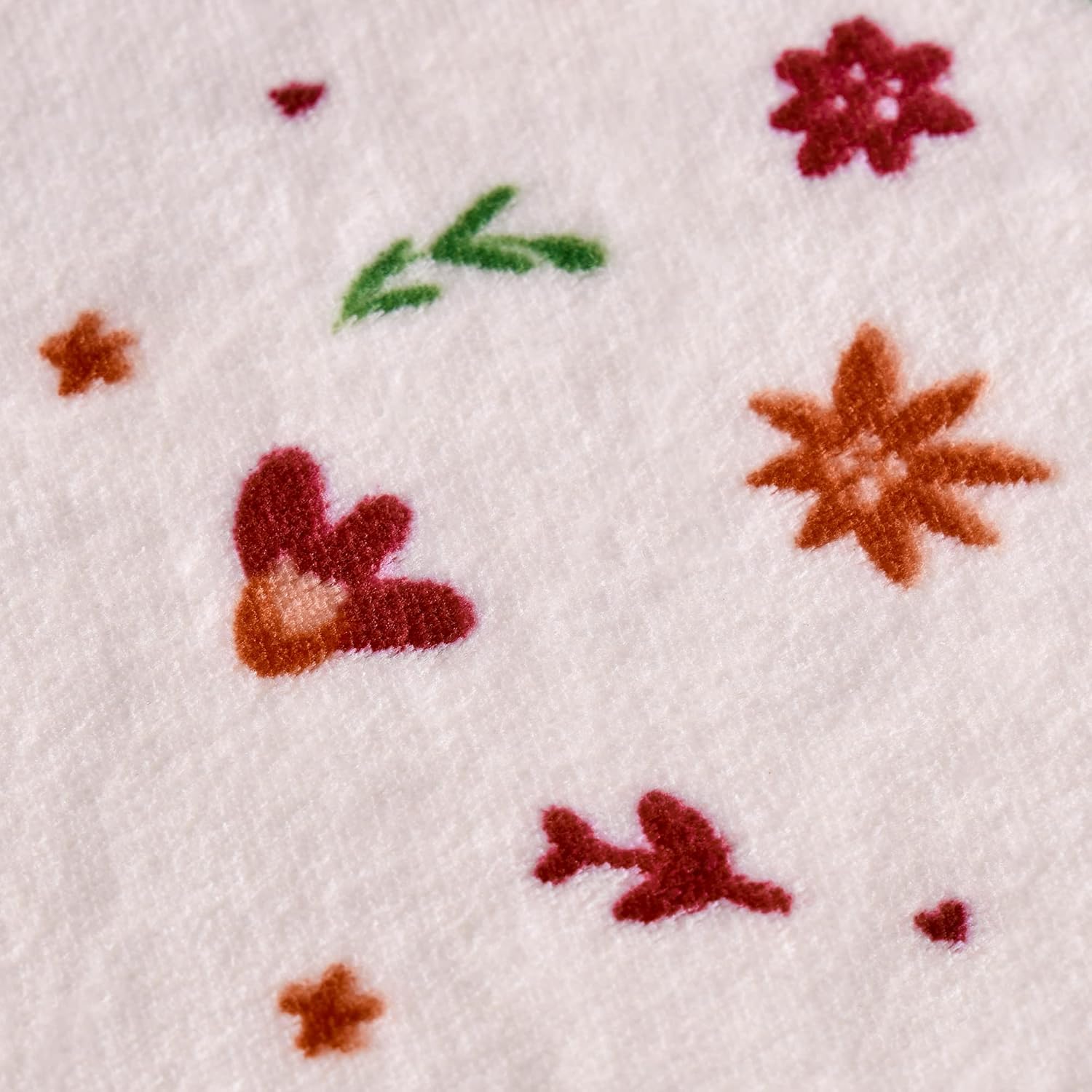 DaysU Reversible Flannel Sherpa Baby Blanket with Flower Print