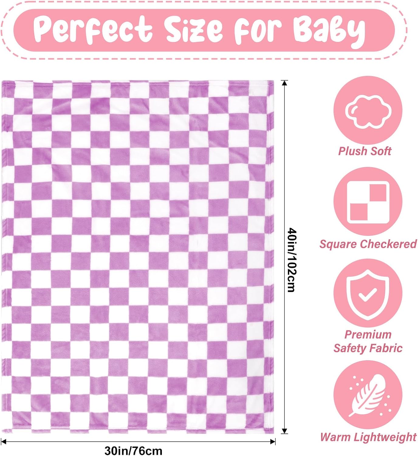 GreatBba Plush Checkered Baby Blanket 30x40 1