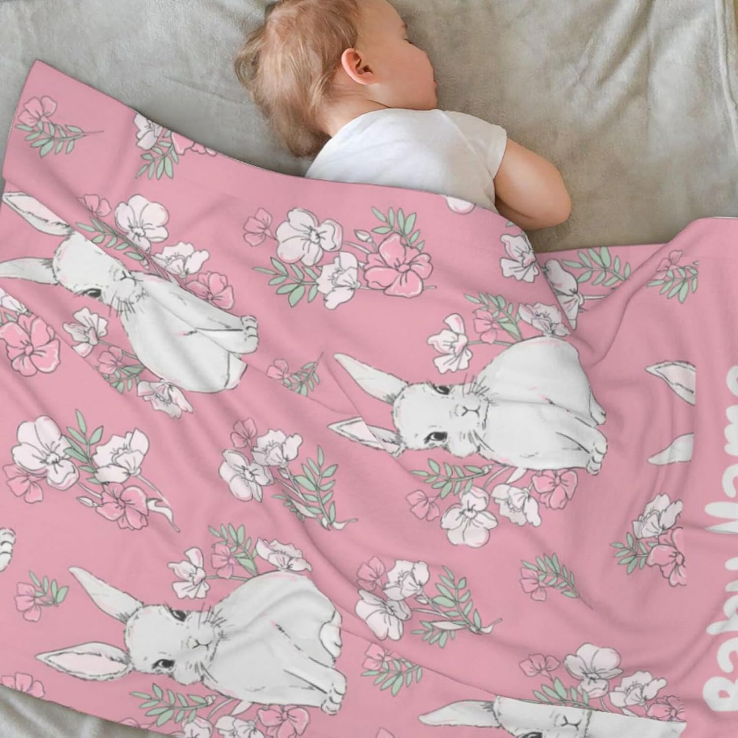 KILOWR Personalized Bunny Blanket for Baby Girls