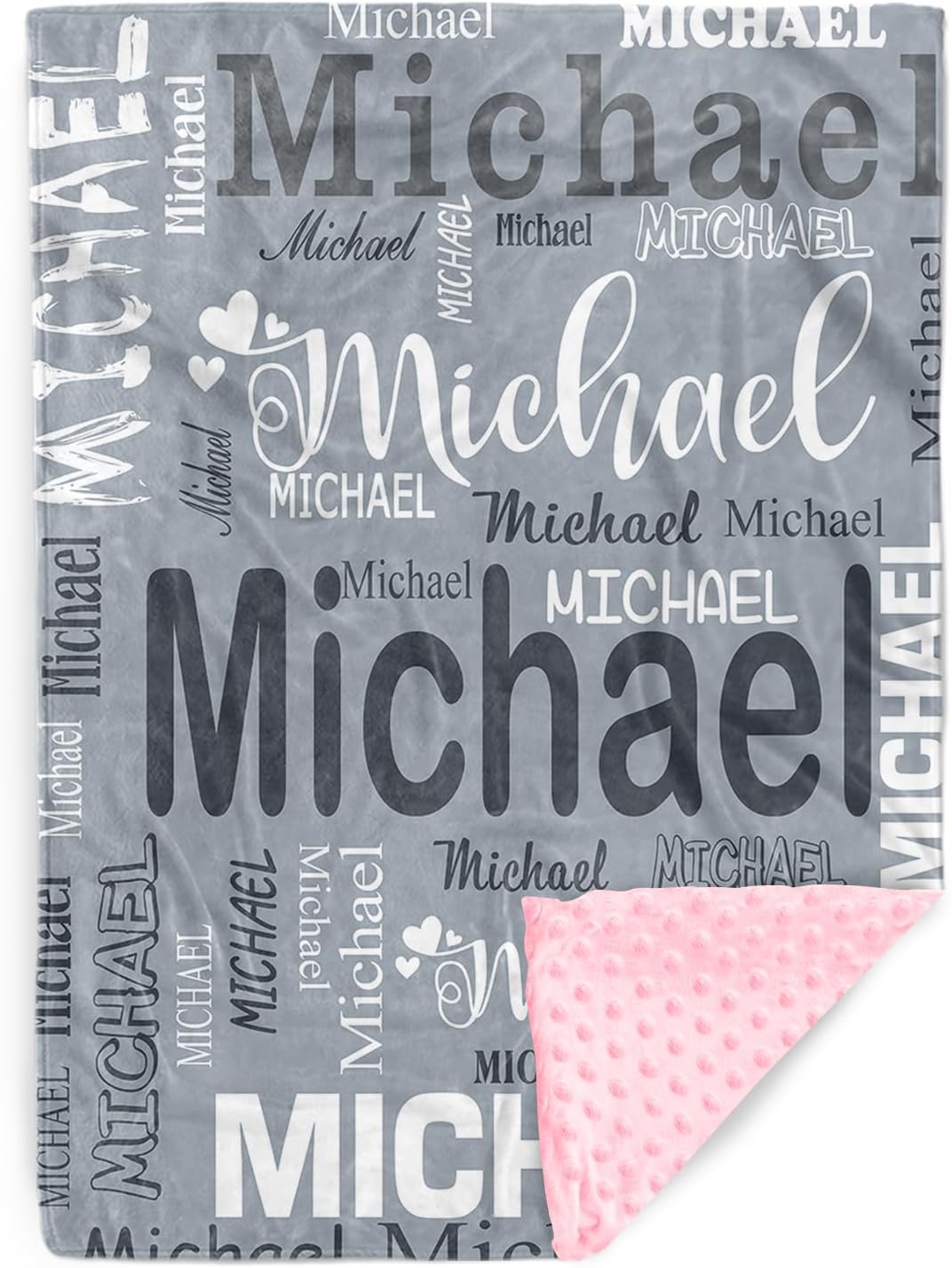 Personalized Baby Blanket with Gray Letters Print 1