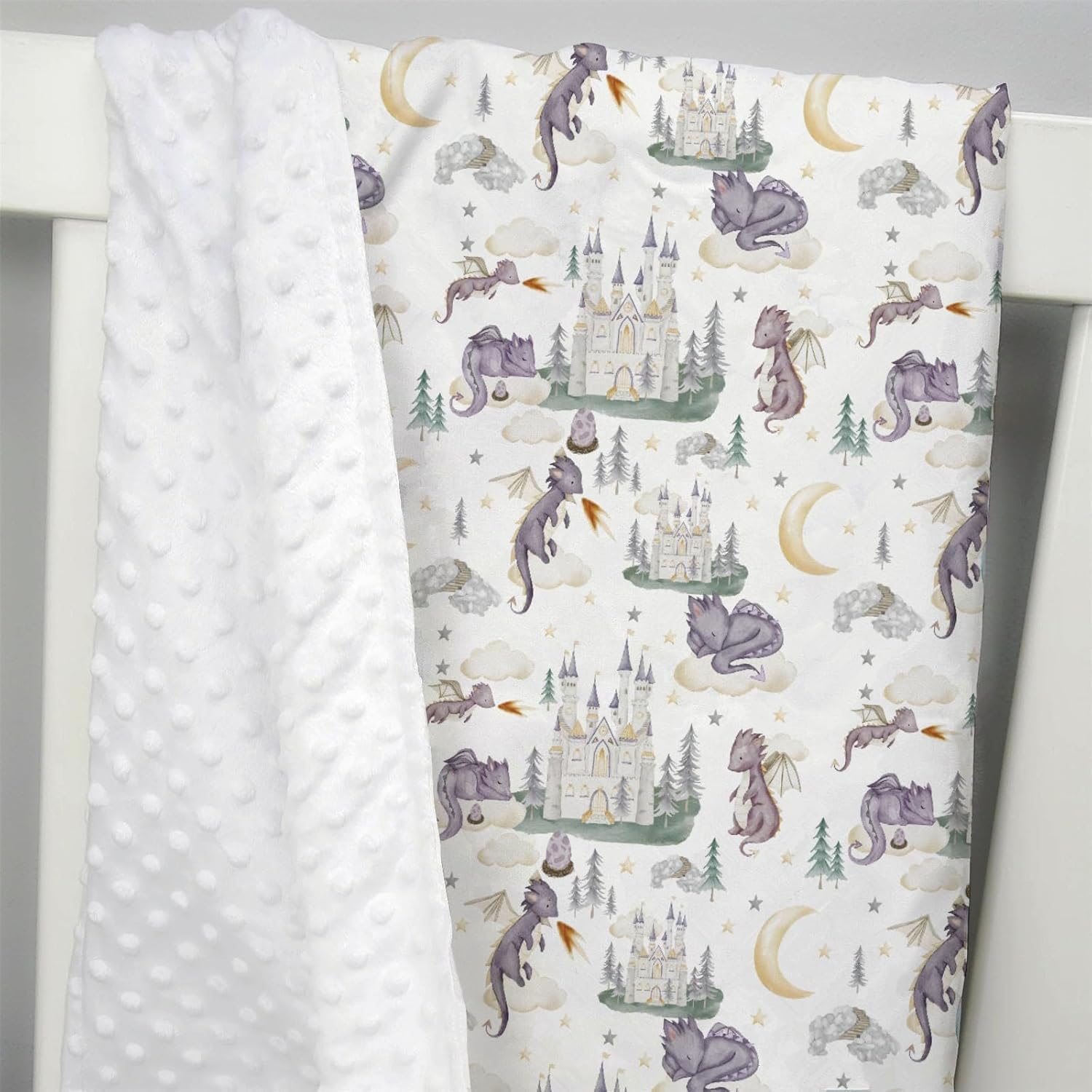 Mink Baby Blanket with Purple Dragon Design