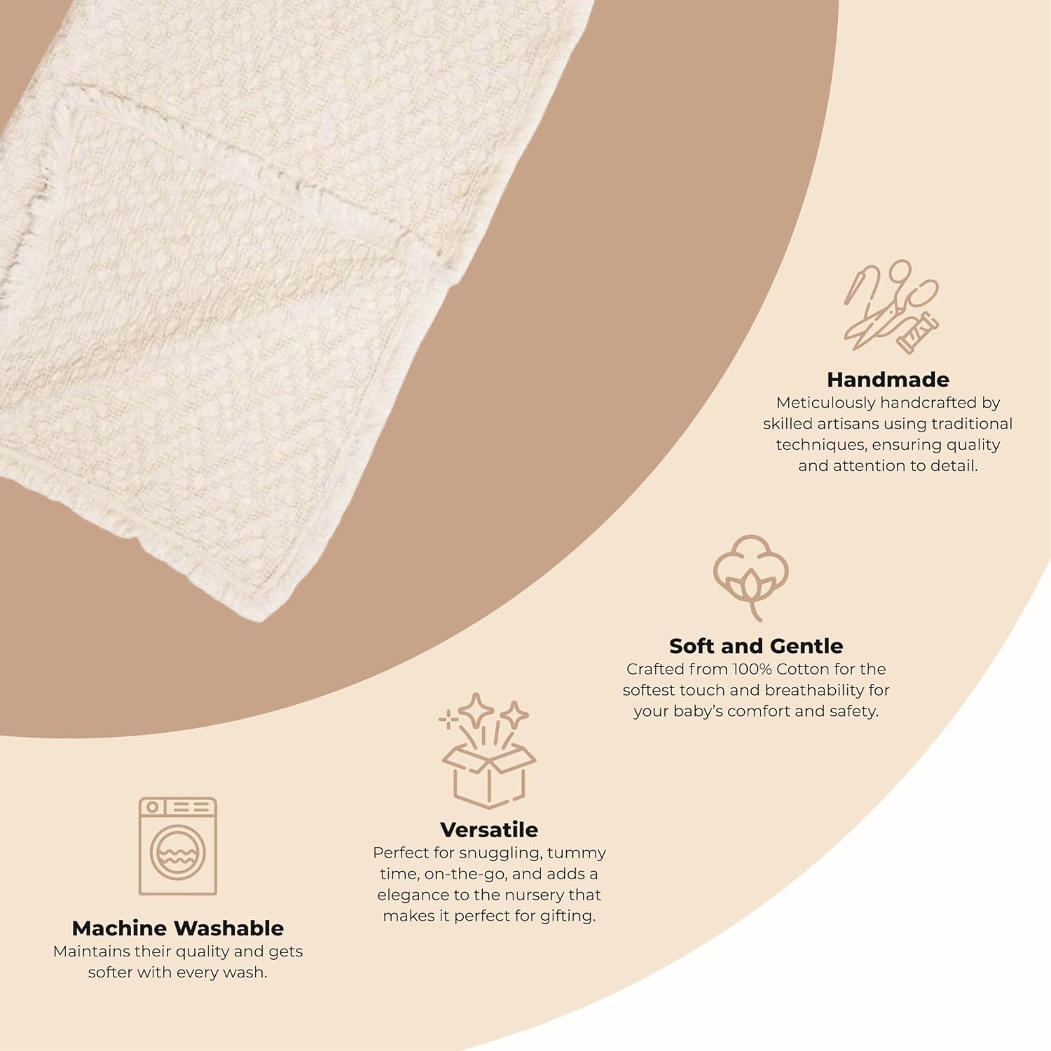 Crane Baby Oatmeal Boho Knit Blanket 30x40