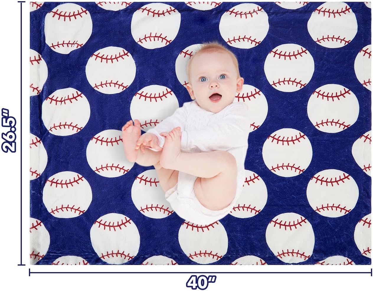 Baseball Baby Blanket Soft Fleece Double Layer 265x40 Inches