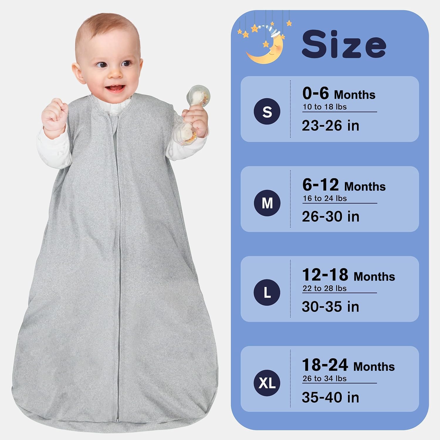 GUNTAIL Baby Sleep Sack 18-24 Months 2-Way Zipper