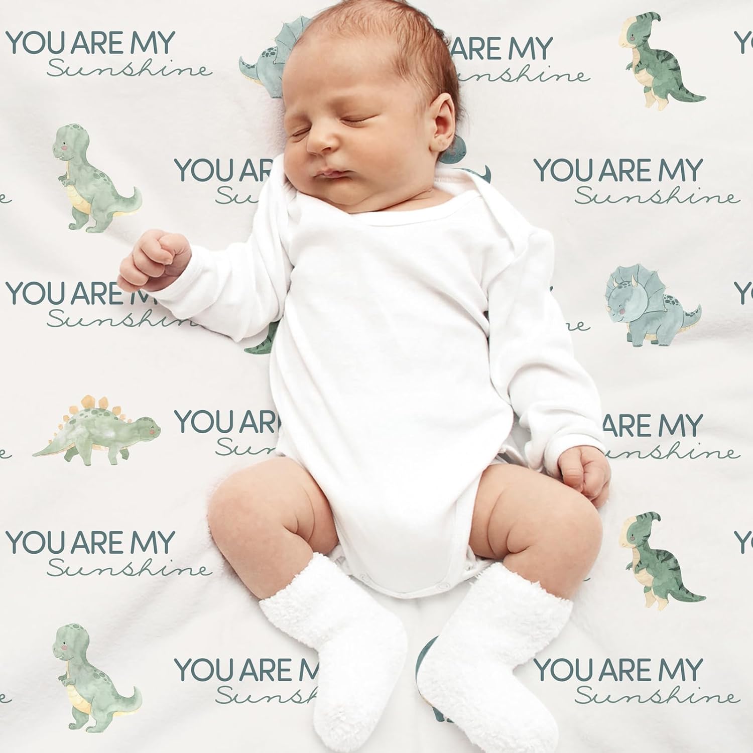 CIVARUA KIDS Dinosaur Baby Blanket for Boys - Blue Minky 30 x 40