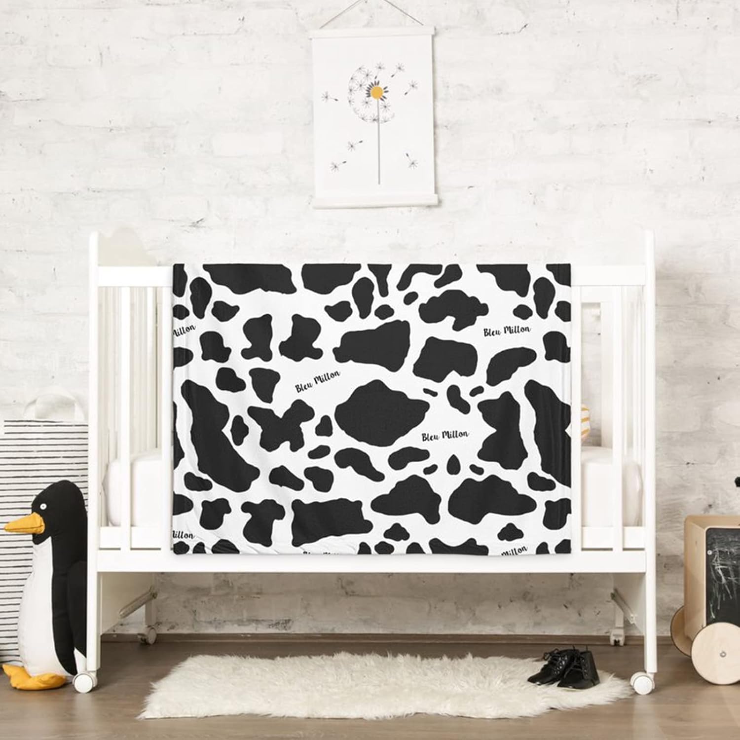 Personalized Cow Print Baby Blanket with Name 1