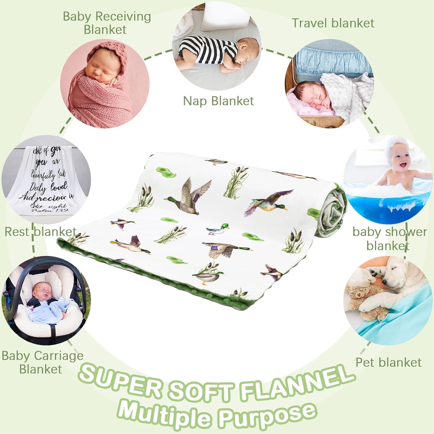 HunnmingRe Mallard Duck Double Layer Baby Blanket