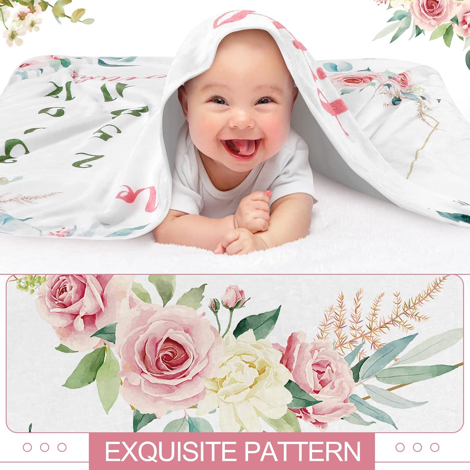 Mixweer 3 Pcs Baby Milestone Blanket with Bow Headband and Felt Circle