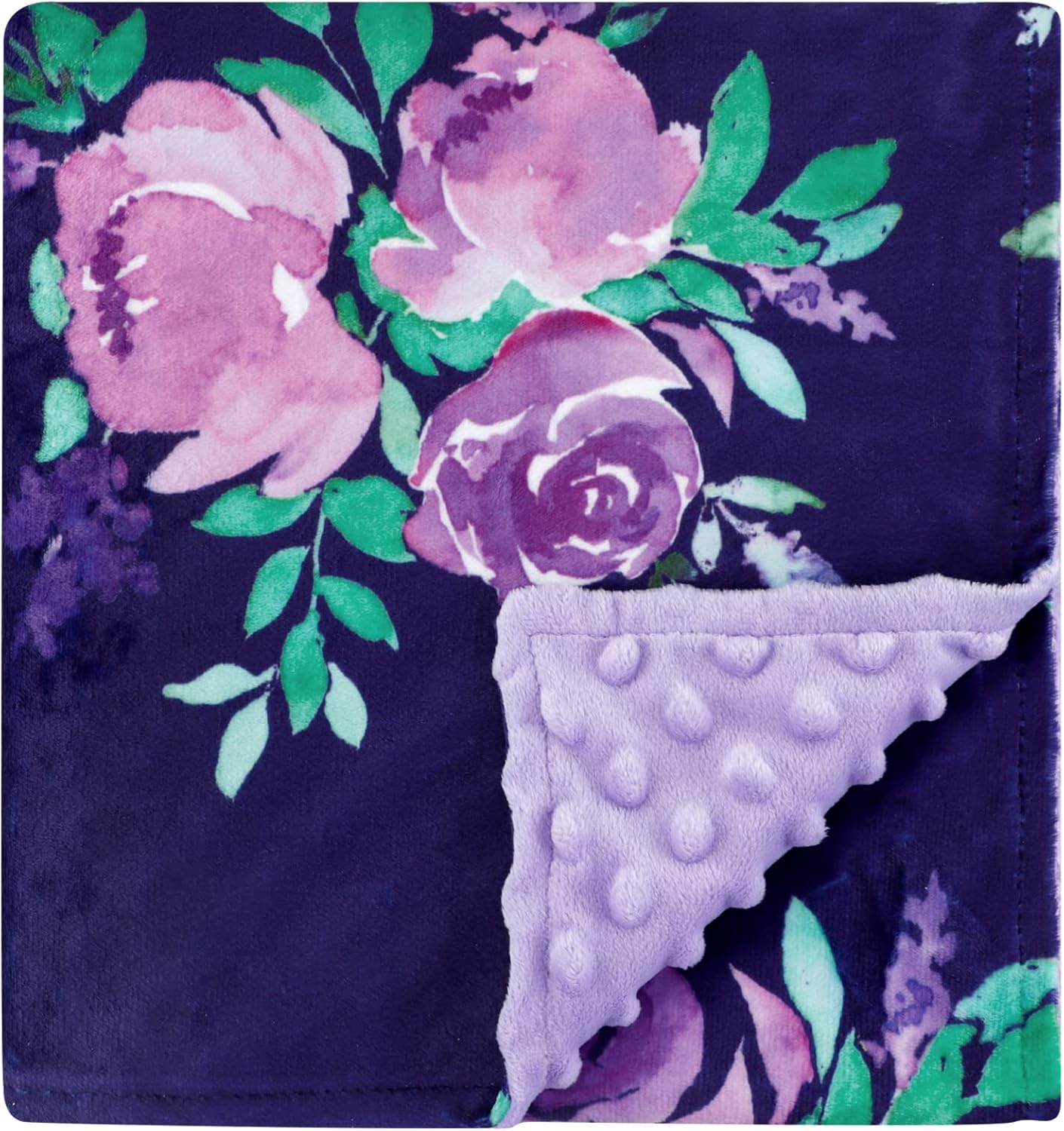 TANOFAR Minky Baby Blanket with Dotted Backing Purple Floral 30x40 Inch 1