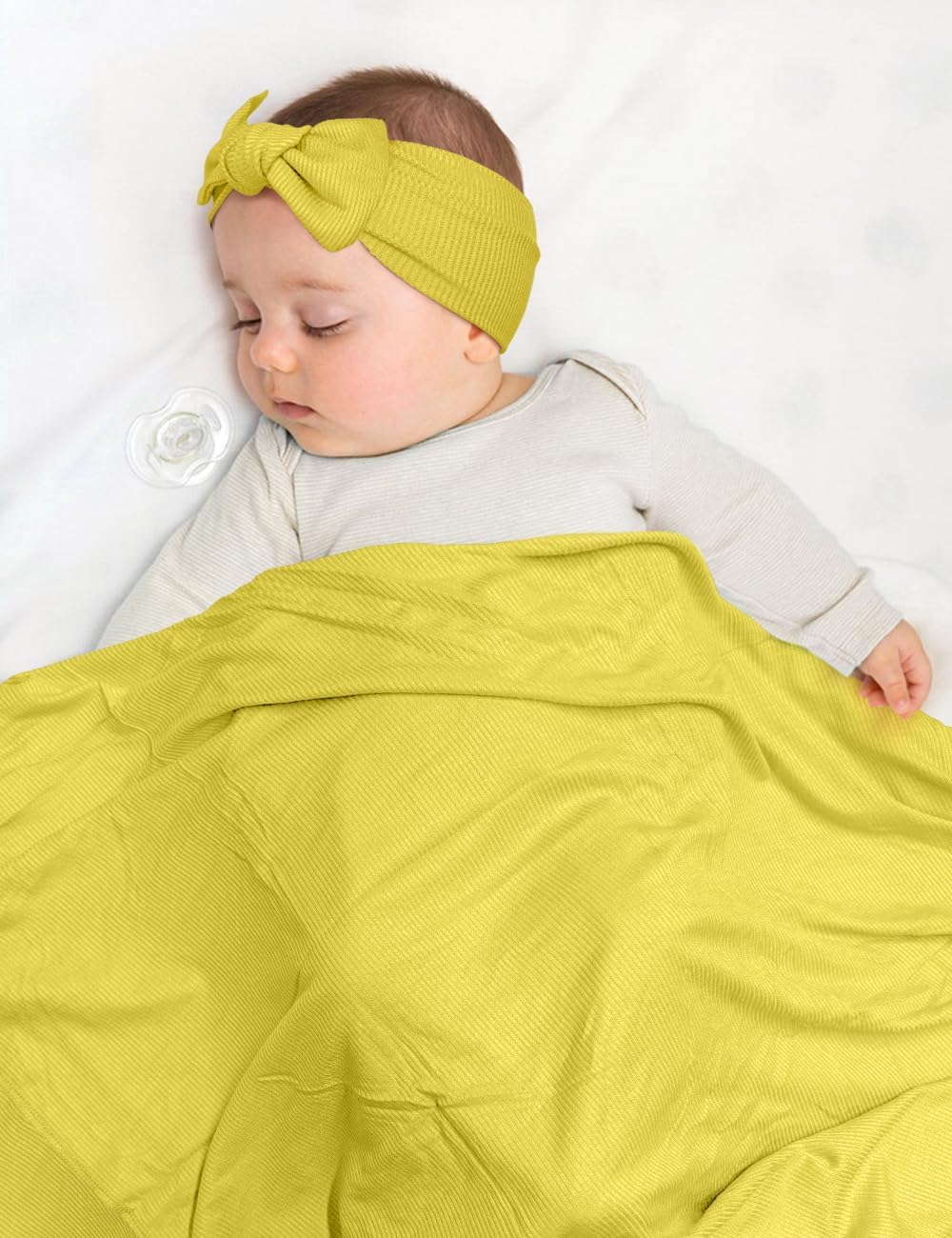 ZURLEFY Stretchy Baby Swaddle Blanket with Headband and Hat Set