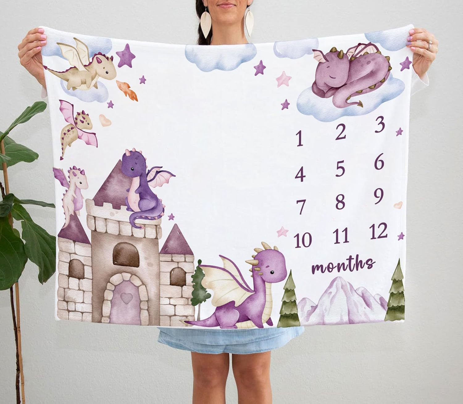 Yuzioey Dragon Girl Milestone Blanket 50x40