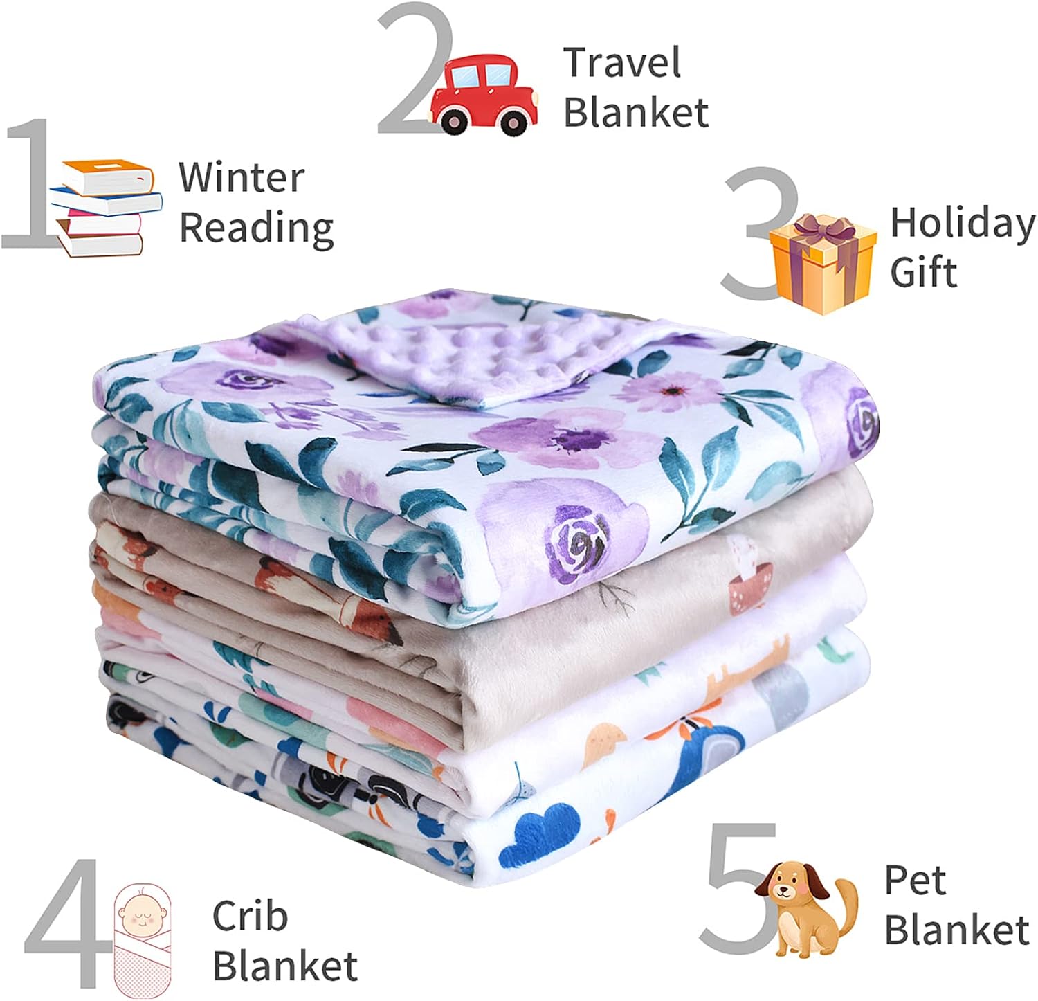 OWLOWLA Butterfly Minky Baby Blanket for Newborn and Toddler