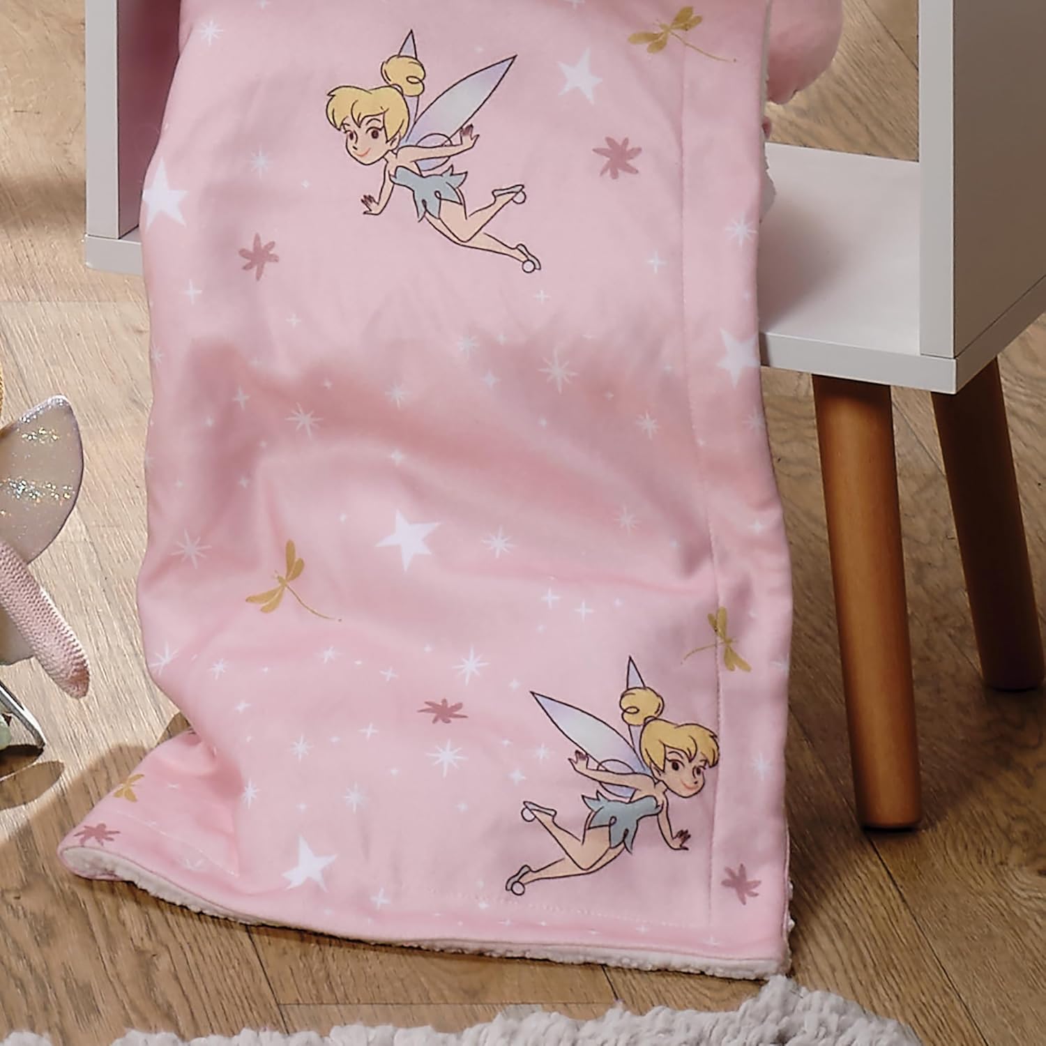 Bedtime Originals Tinker Bell Baby Blanket - Pink White Disney Garden Floral