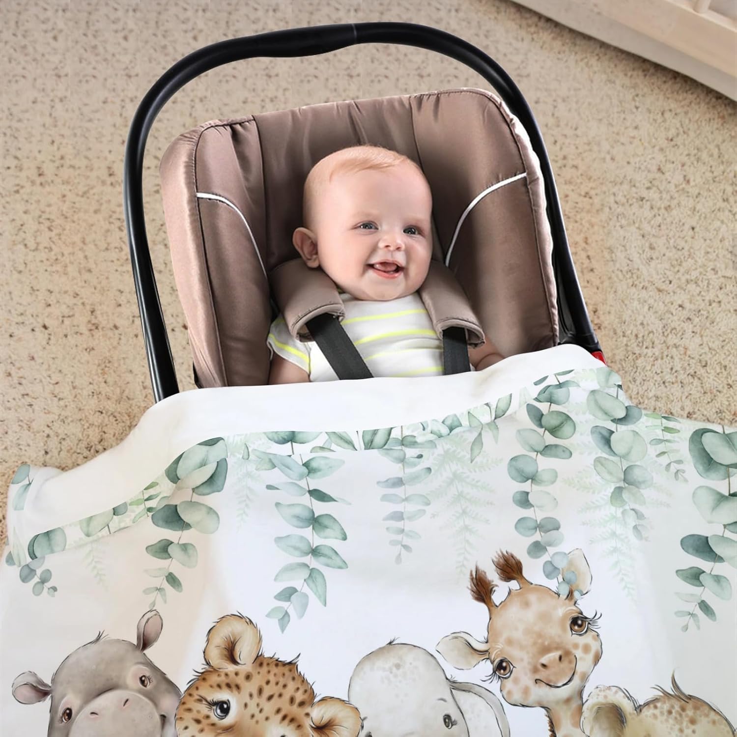 HawSkgFub Flannel Fleece Baby Blanket with African Animals