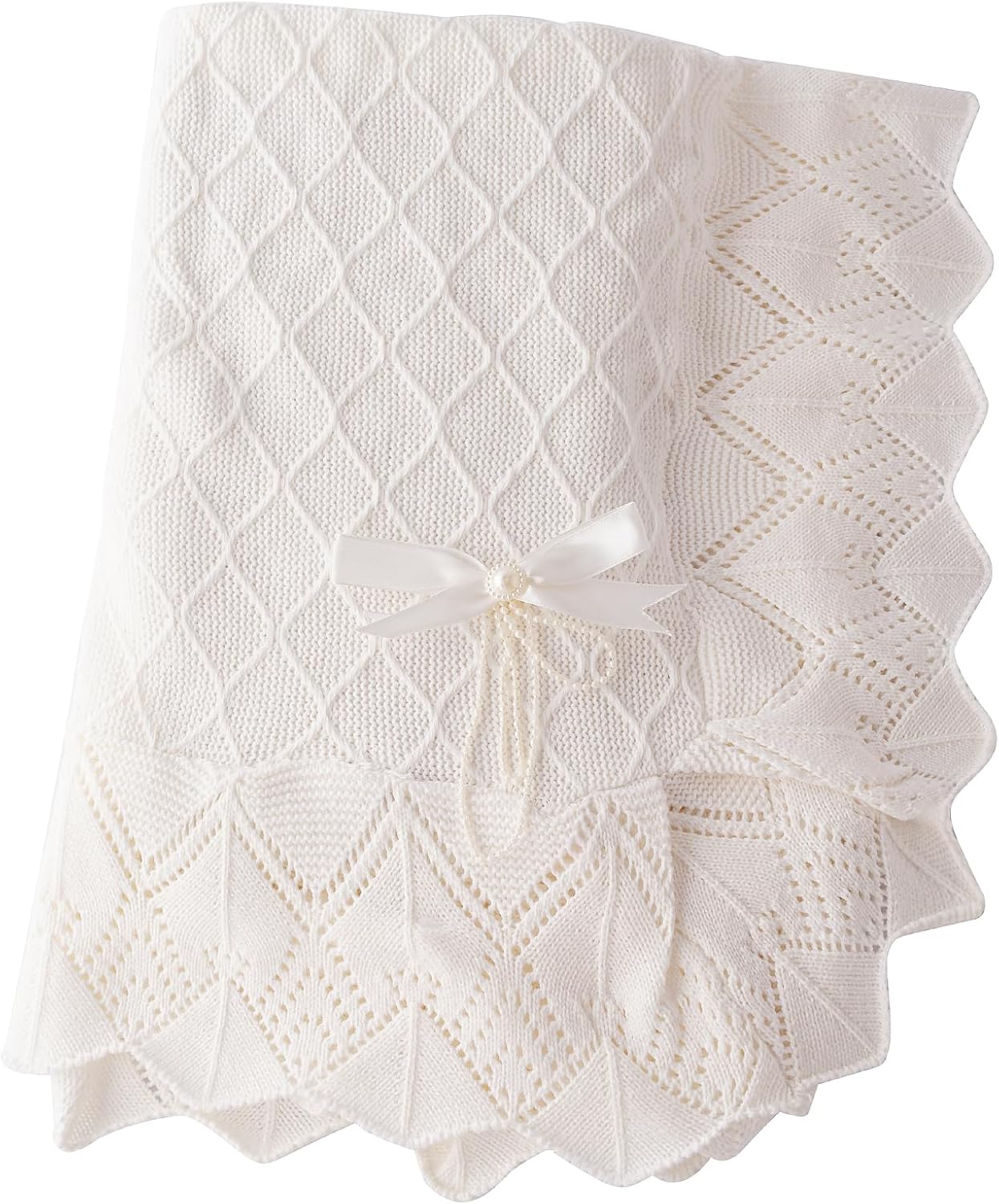 Booulfi Soft Cotton White Baby Blanket 38x39