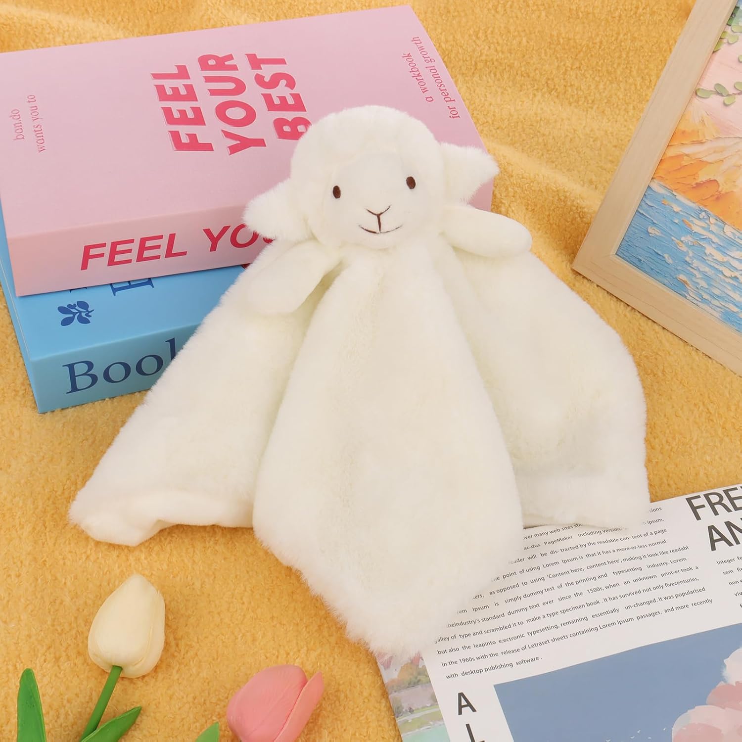 Apricot Lamb 14 Inch White Lamb Security Blanket