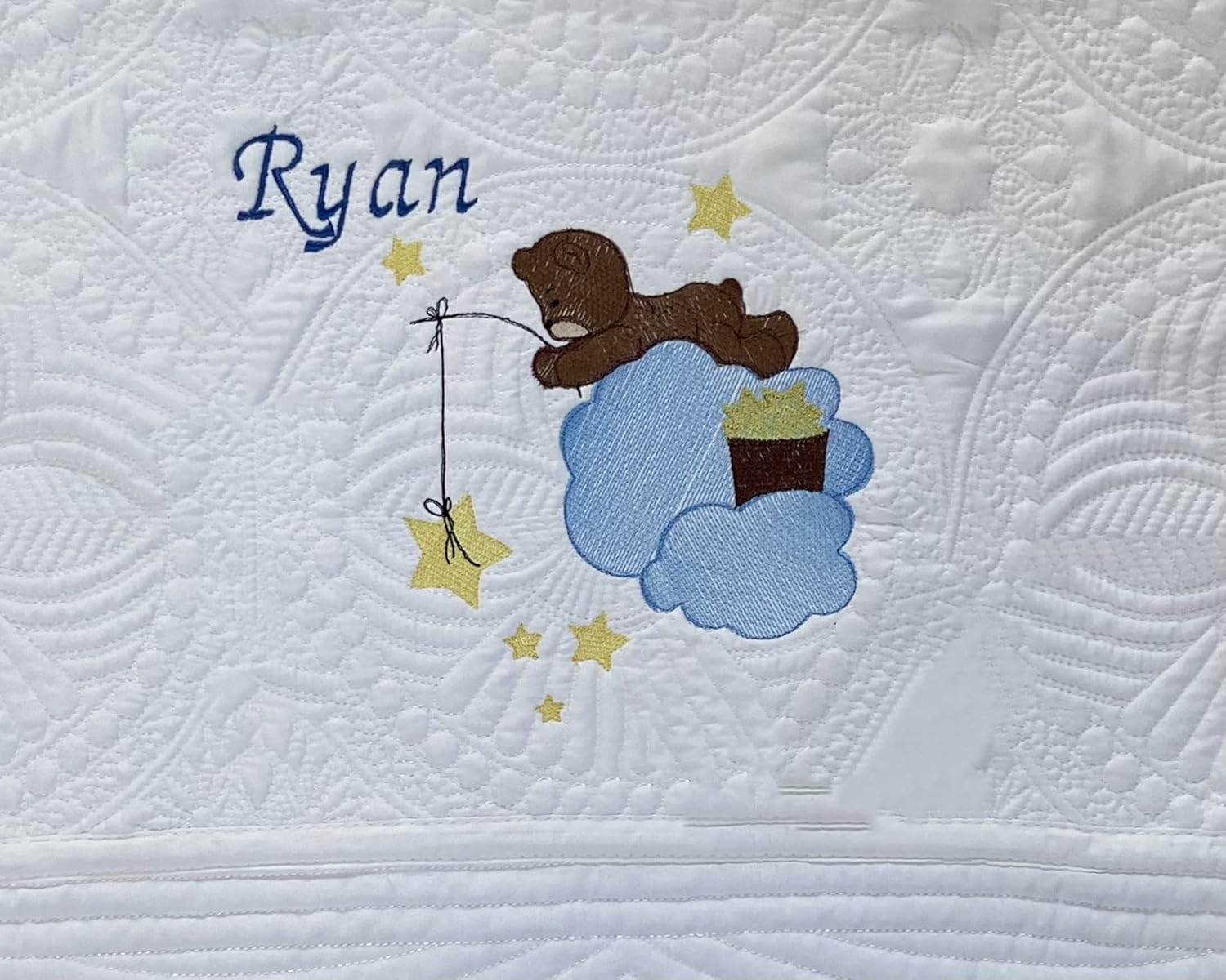 Personalized Baby Blanket with Teddy Bear Stars 1