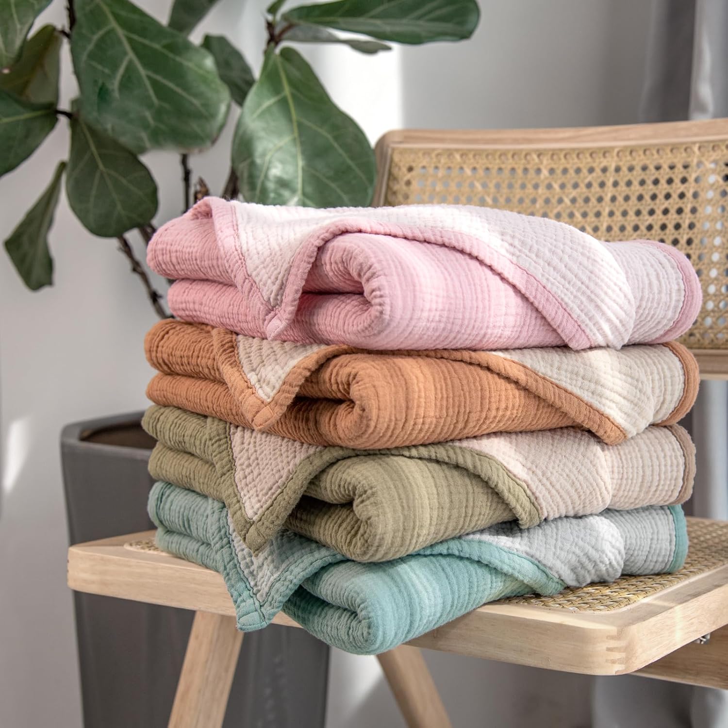 Lulu Moon Muslin Baby Blanket - 47x47 Caramel