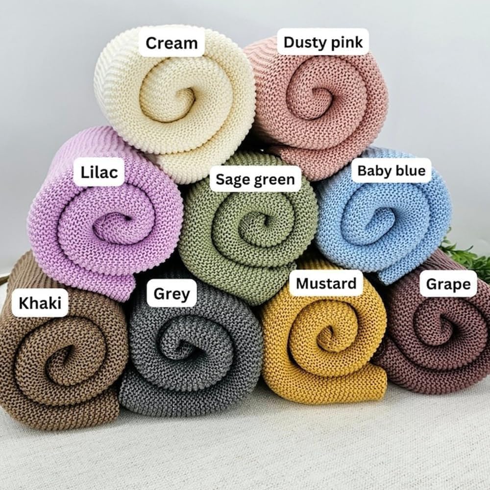 IZI POD Embroidered Baby Name Blanket Custom Knit Blanket for Newborn