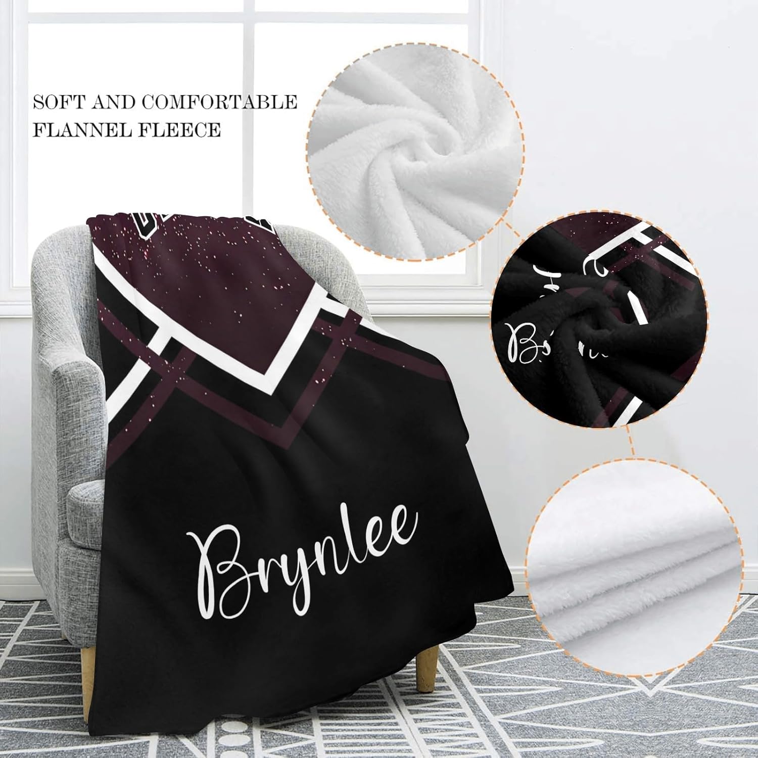 Custom Dark Red Baby Blanket with Name for Newborn 1