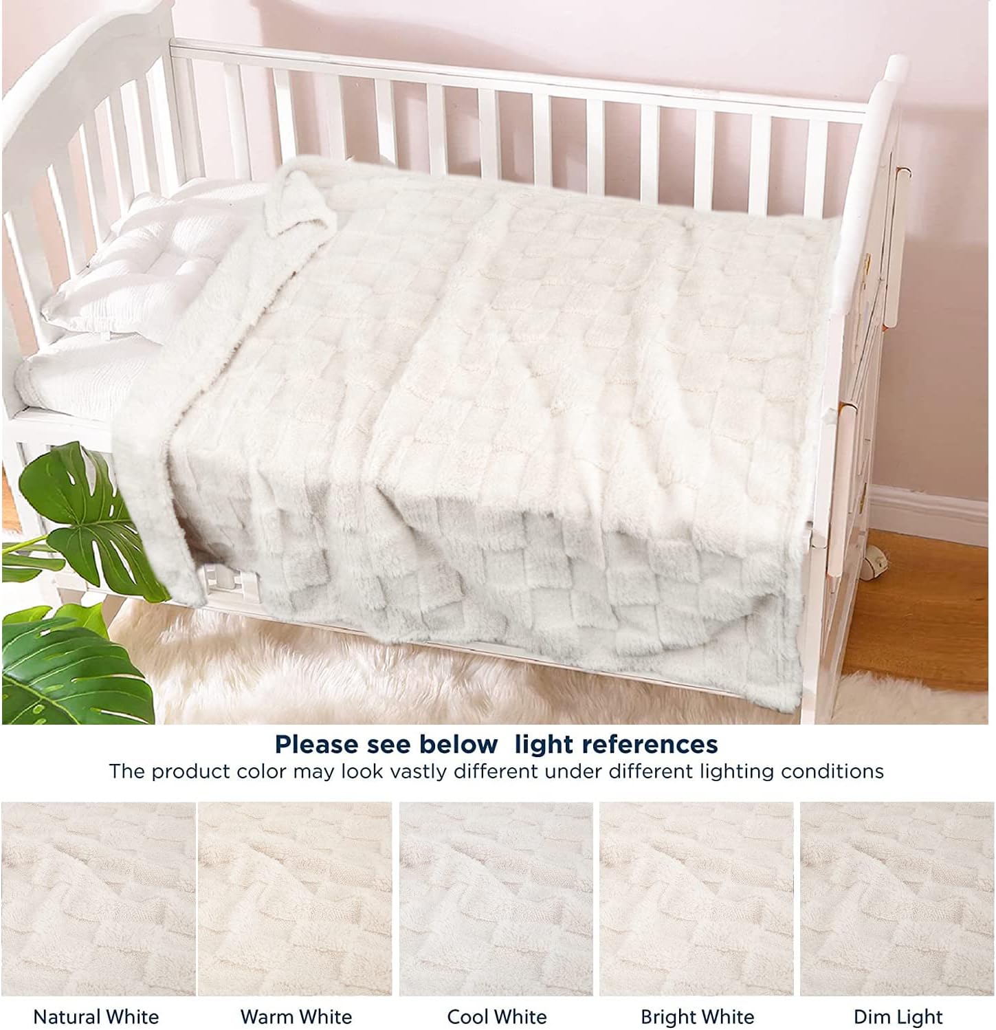 HOMRITAR 3D Gingham Fleece Baby Blanket 30x40 Inches