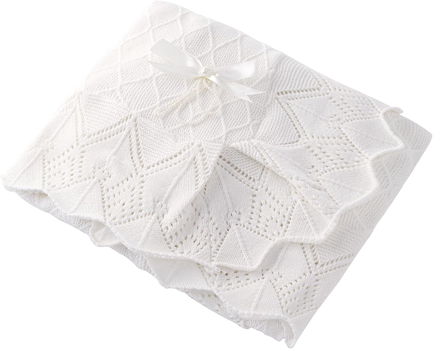 Booulfi Soft Cotton White Baby Blanket 38x39