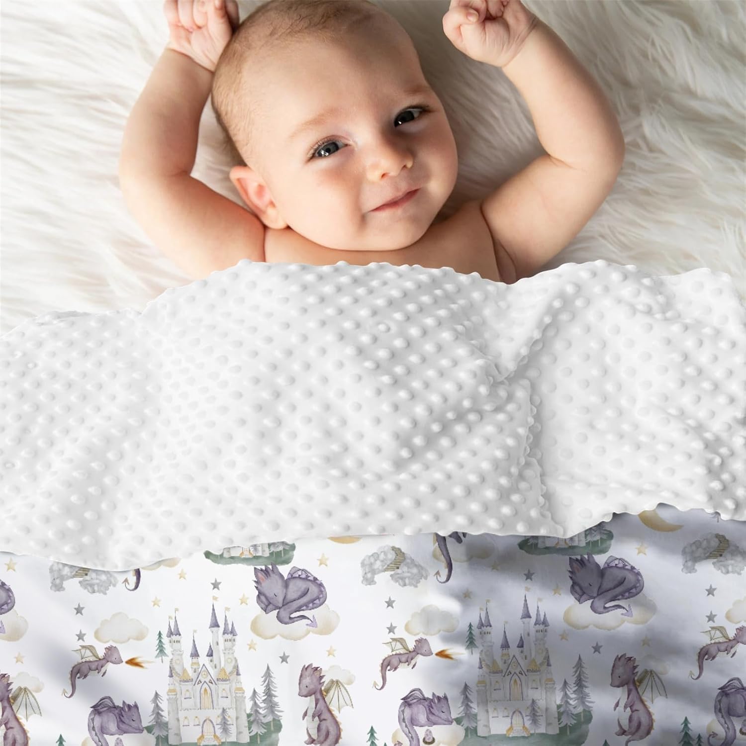 Mink Baby Blanket with Purple Dragon Design