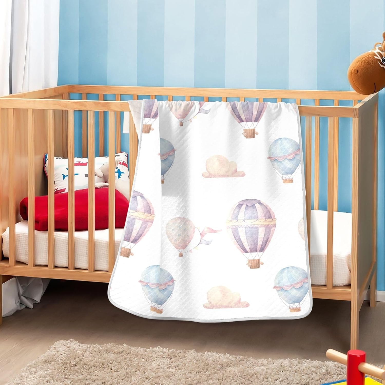 WELLDAY Baby Blanket - Hot Air Balloon Pattern Soft Breathable 30x40 Inch