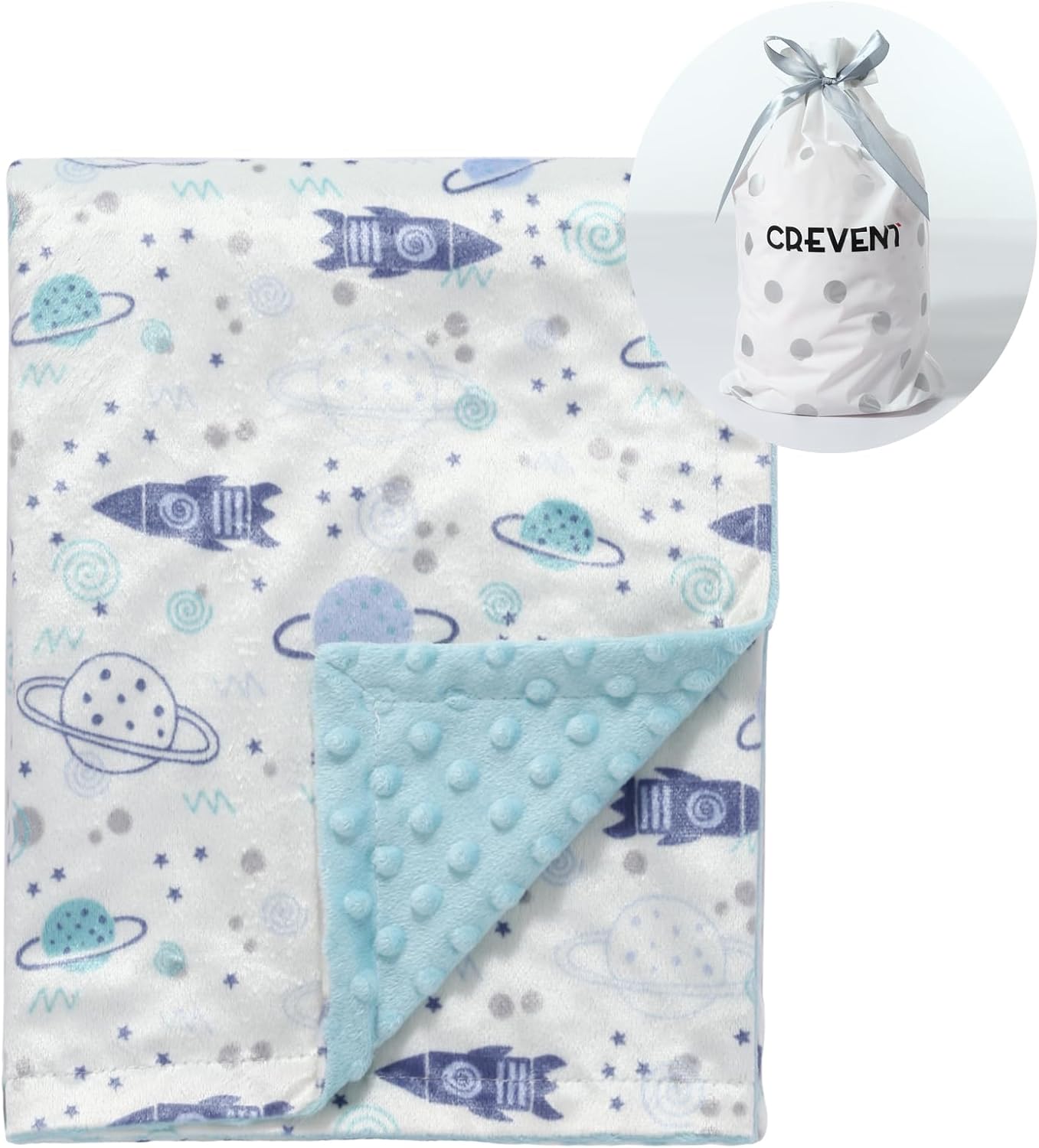 CREVENT Minky Baby Blanket 30x40 Inches Soft Plush Receiving Blanket