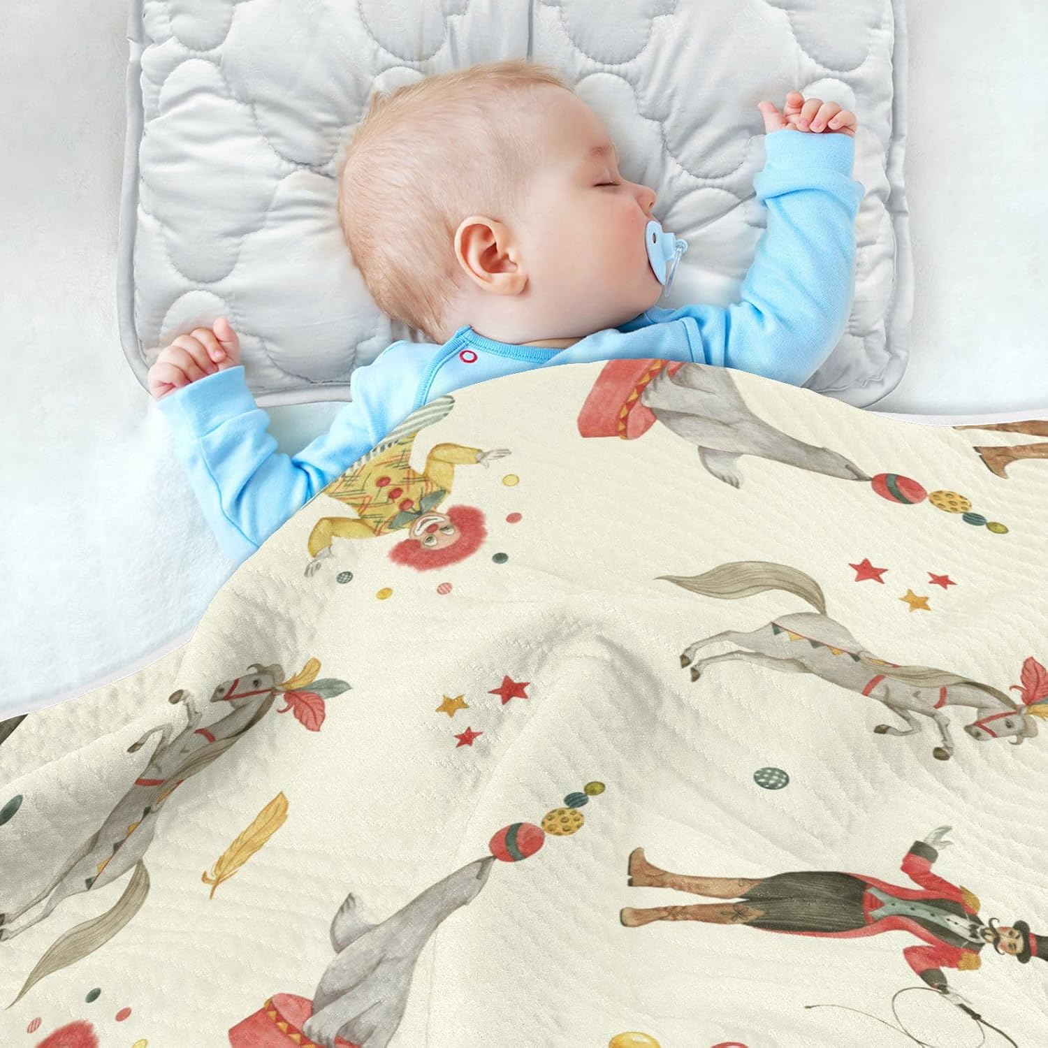 Pigsaly Watercolor Circus Animals Baby Blanket 30x40in